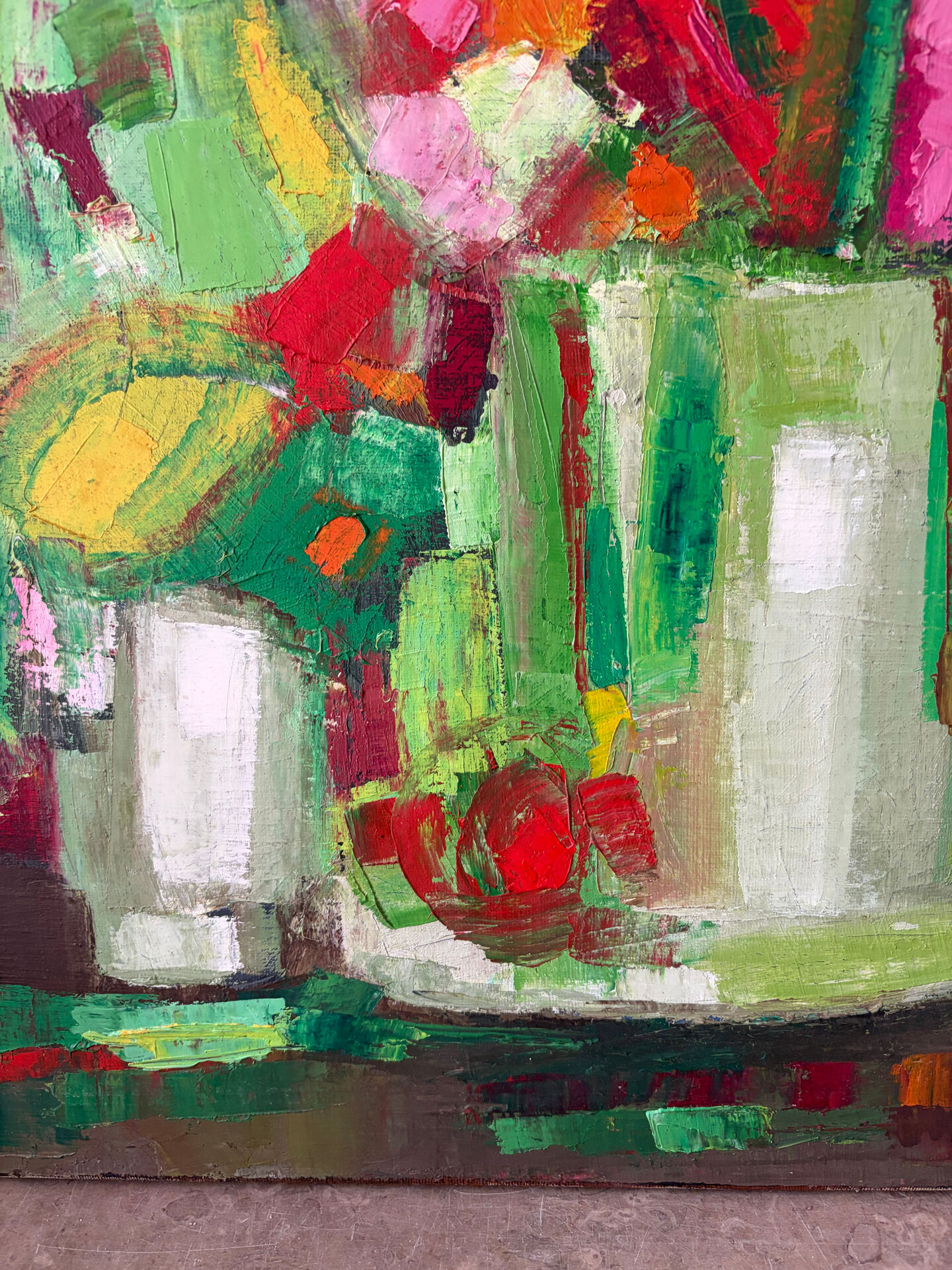 Abstract bouquets, knife oil painting