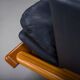Danish teak and navy blue leather lounge chair from Komfort, 1970s
