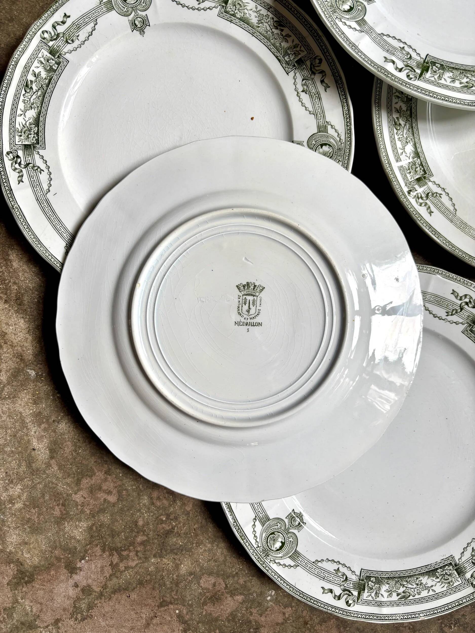 6 earthenware dessert plates from St Amand and Hamage, "Medallion" service