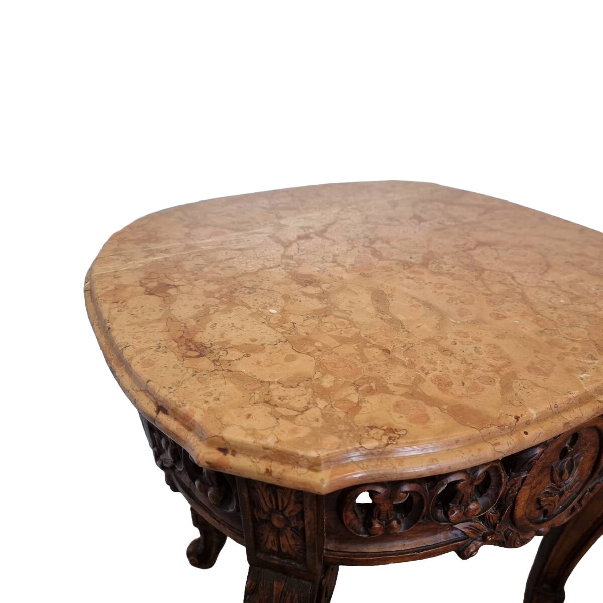 Louis XV Style Side Table With Marble Top, 1970s