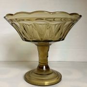 Large footed glass Art Deco moulded bowl