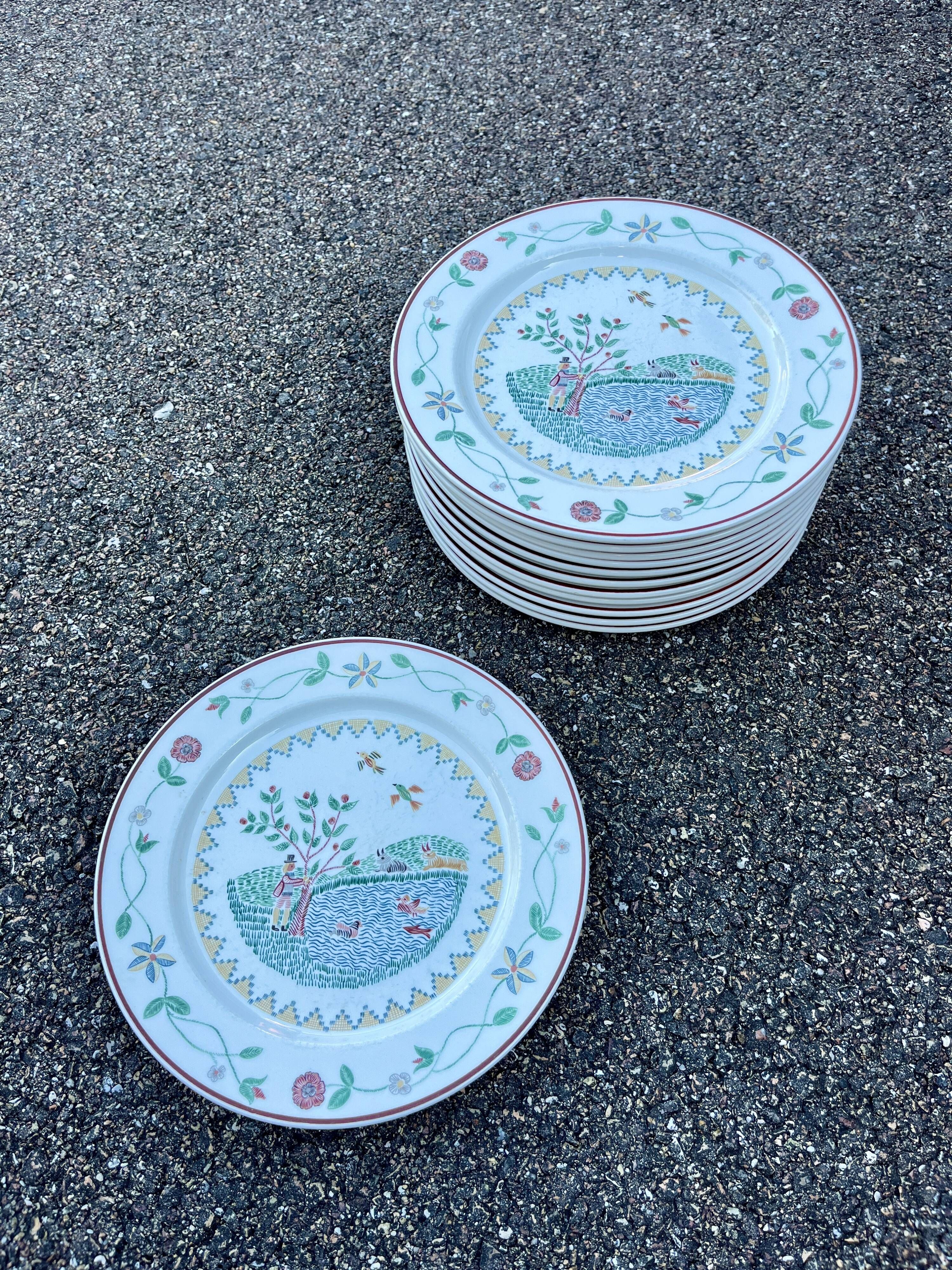 Set of 6 vintage 1981 Villeroy and Boch American Simpler plates