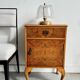 Lampe de table en laiton vintage et verre en forme de feuille