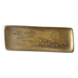 Bronze pocket emptier with fish decoration.