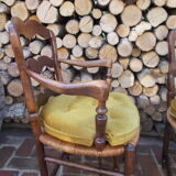 Pair of Provençal-style armchairs seaters in straw