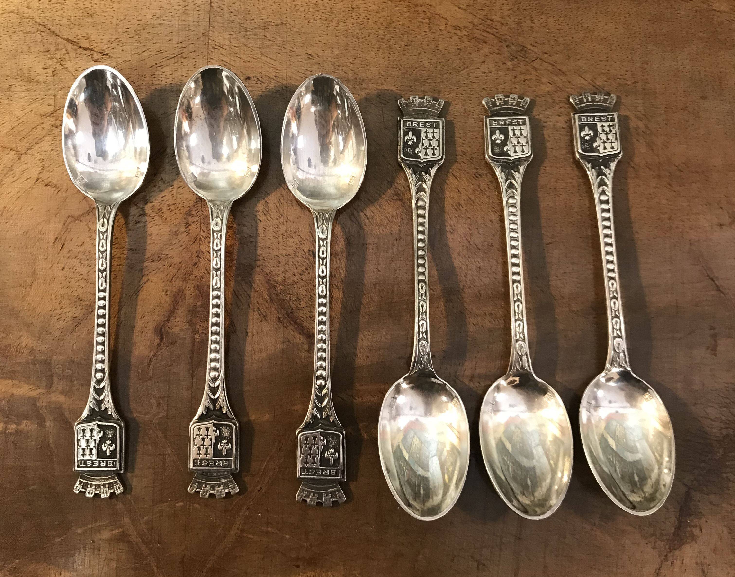 Set of 6 "Brest" silver-plated metal teaspoons