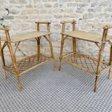 Pair of rattan bedside tables, 1960s-70s