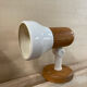 Pair of wall lights in pine and white metal 1980