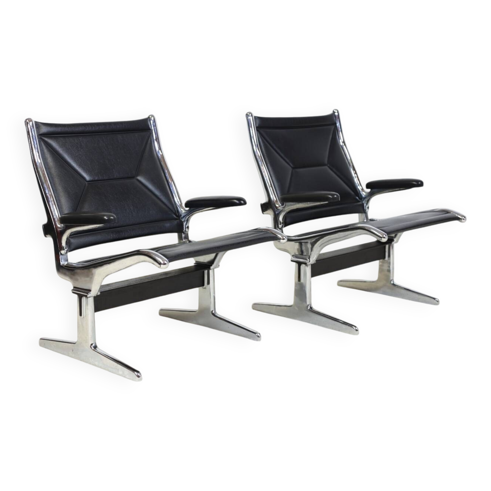Pair of Eames Sling Tandem armchairs