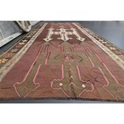 Vintage Turkish Oushak handmade wool cotton brown runner rug 168x395