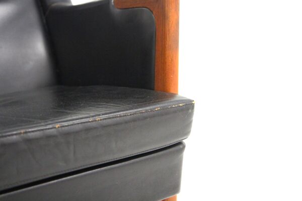 Fauteuil en cuir, Karl Erik Ekselius, Suède, 1960
