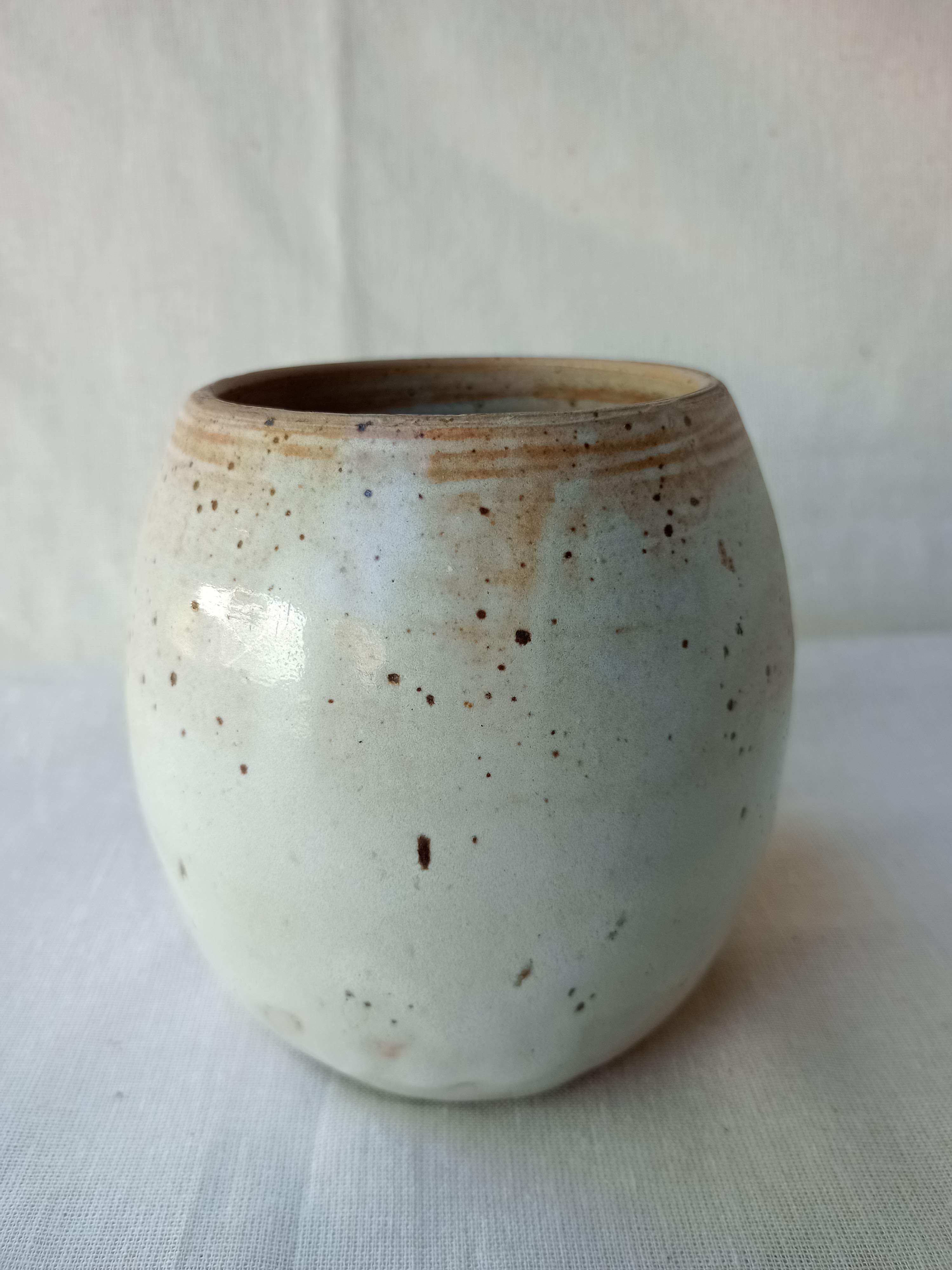 Vintage ceramic vase with beige glaze