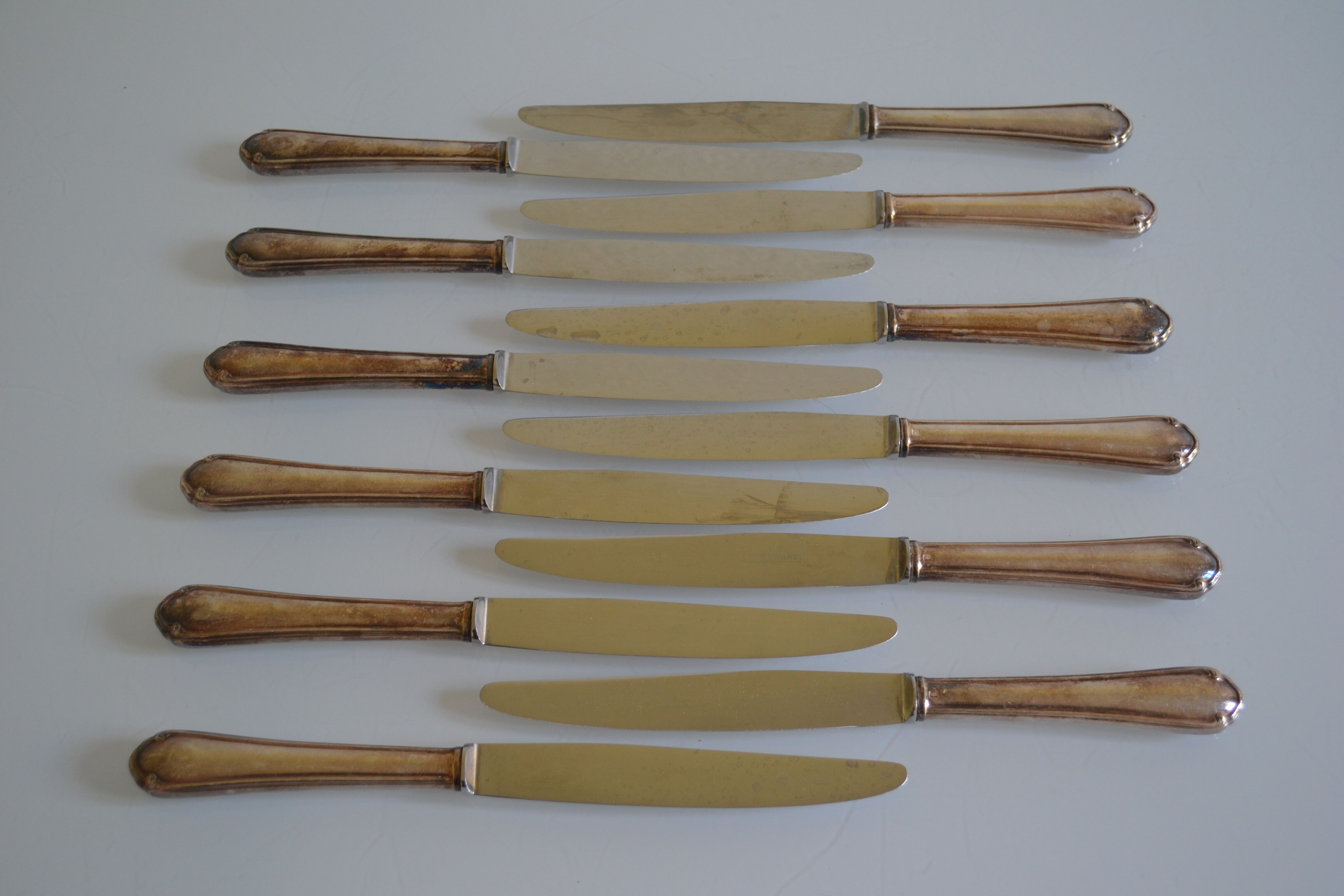 12 metal silver table knives 25 cm