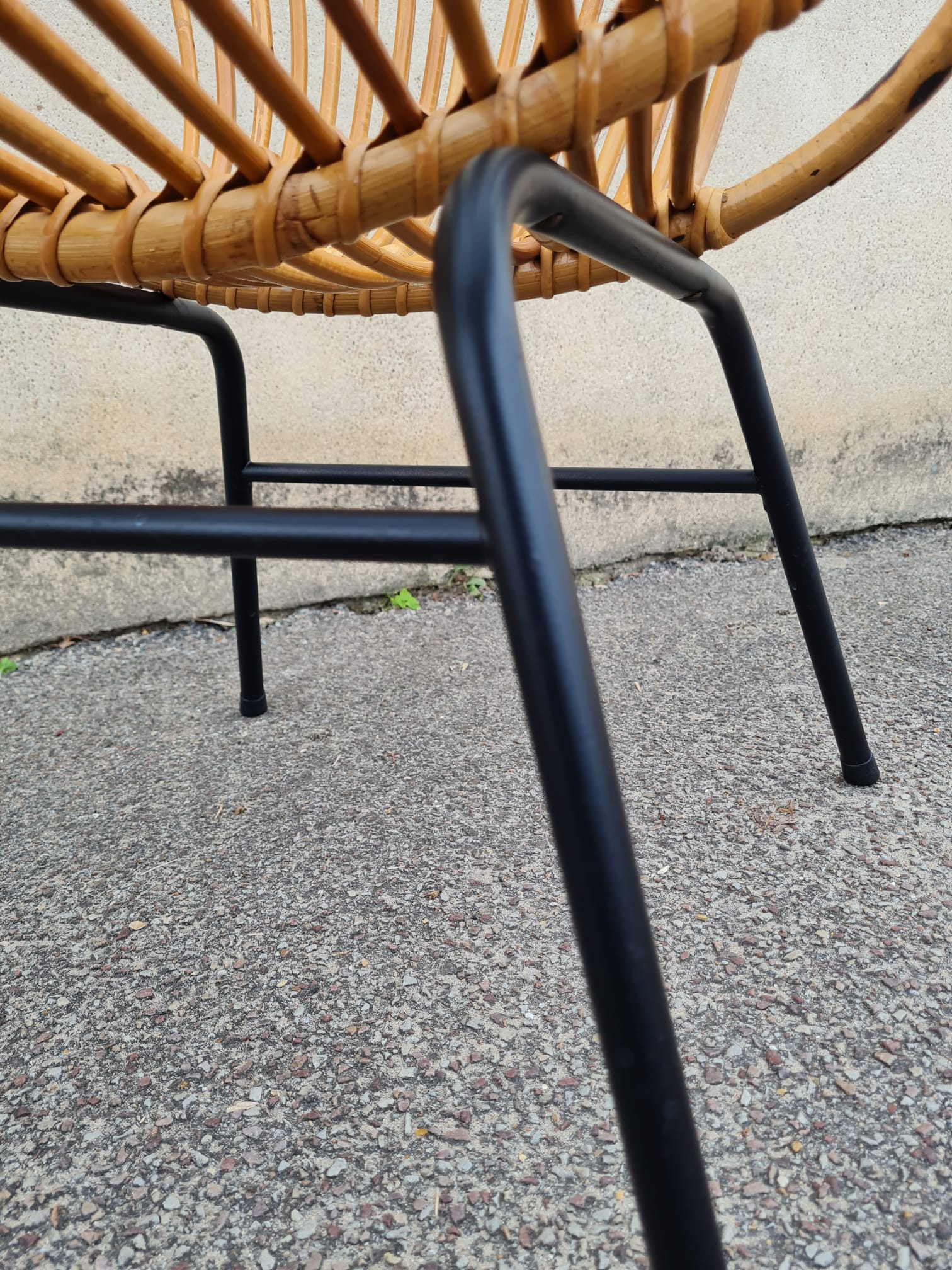 Vintage rattan shell armchair from the 60s