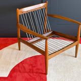 Scandinavian armchair in solid teak by Grete Jalk
