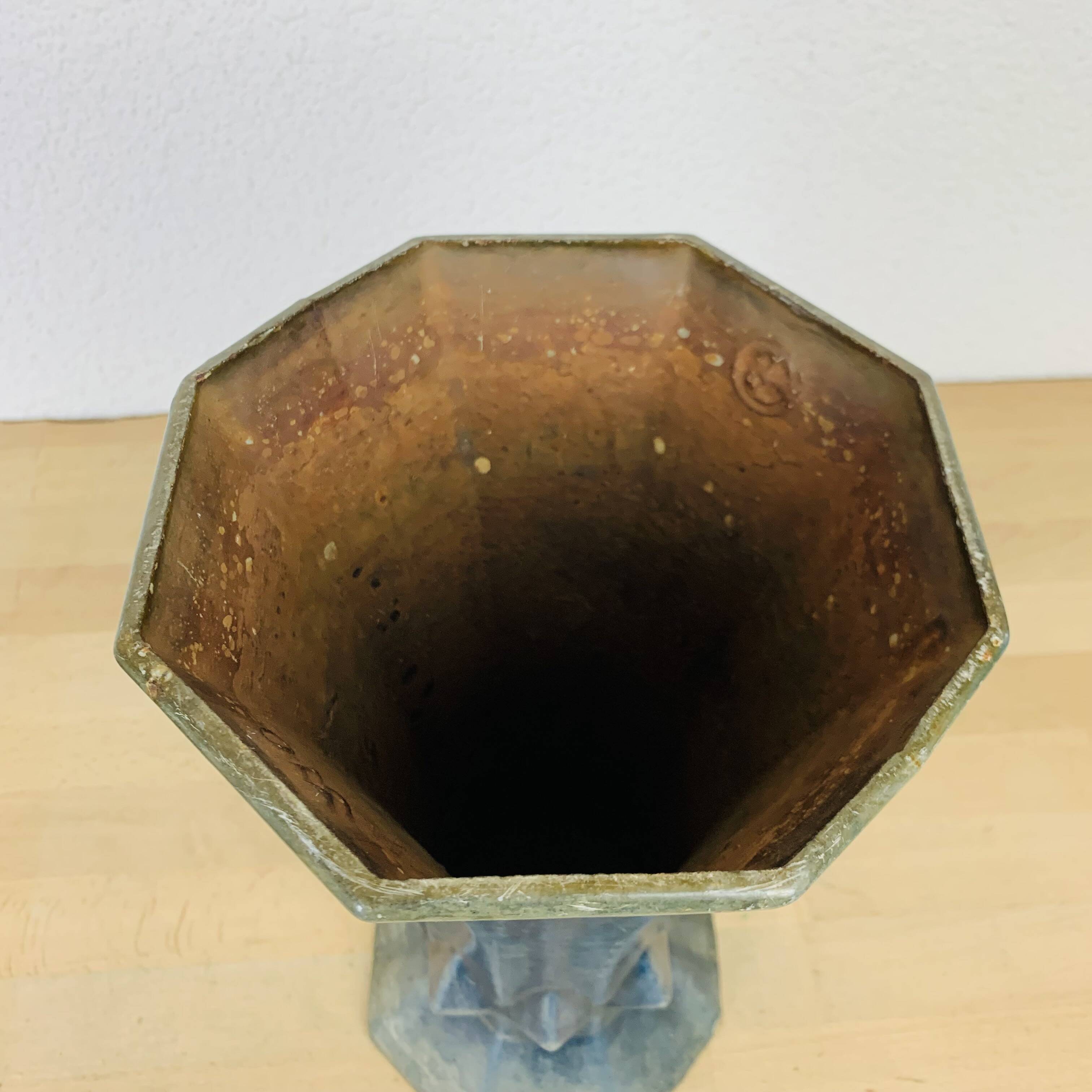 Art Deco enameled cast iron vase