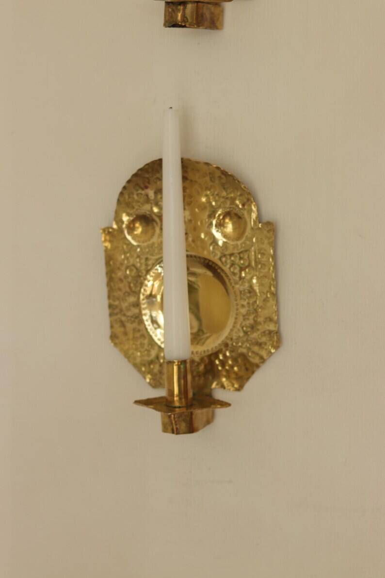 Pair of Swedish Brass Wall Sconces from the Mid-Century