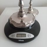 Pair of silver-plated metal candlesticks