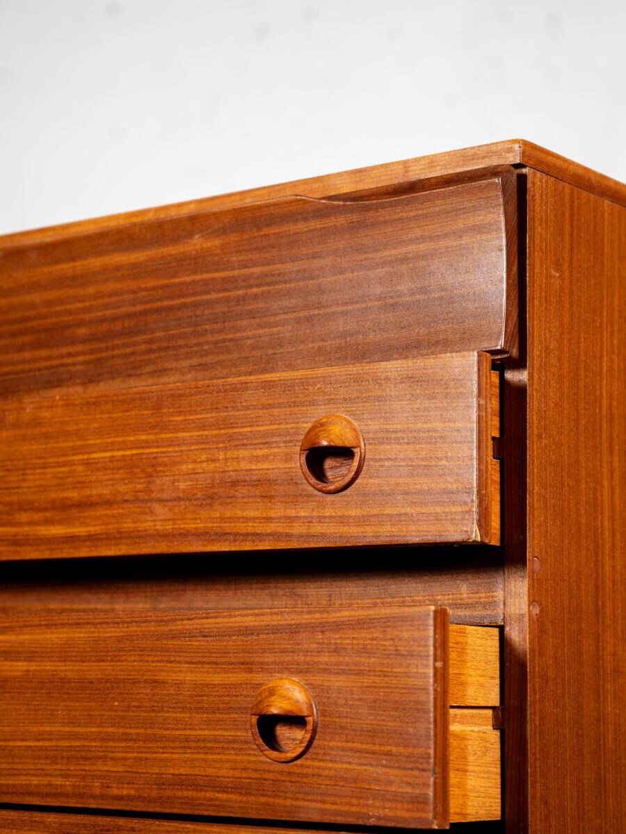 Large English teak chest of drawers