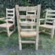 6 solid oak chairs - straw seats