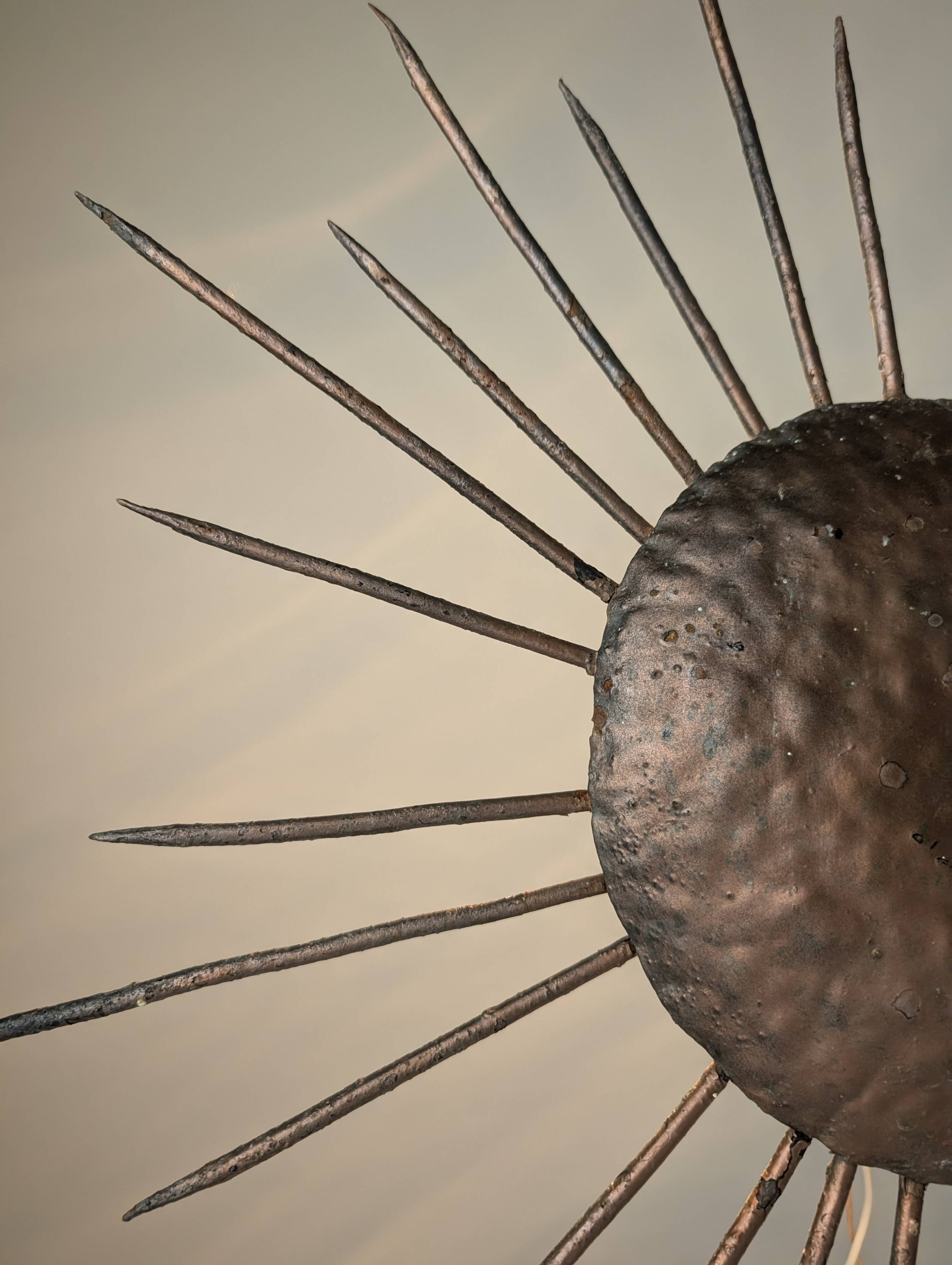 Sunburst Ceiling Lamp in Iron, 1950s