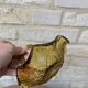 Small amber yellow glass pocket basket Portieux France
