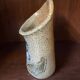 Salt stoneware vase signed jean claude monange blue flower place or hang