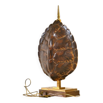 Lampe Tortue Maison Jansen - Véritable Écaille & Laiton (Circa 1970)