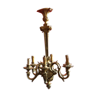 Chandelier with 6 lights in bronze Napoleon III