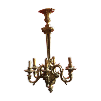 Lustre à 6 lumières en bronze Napoléon III