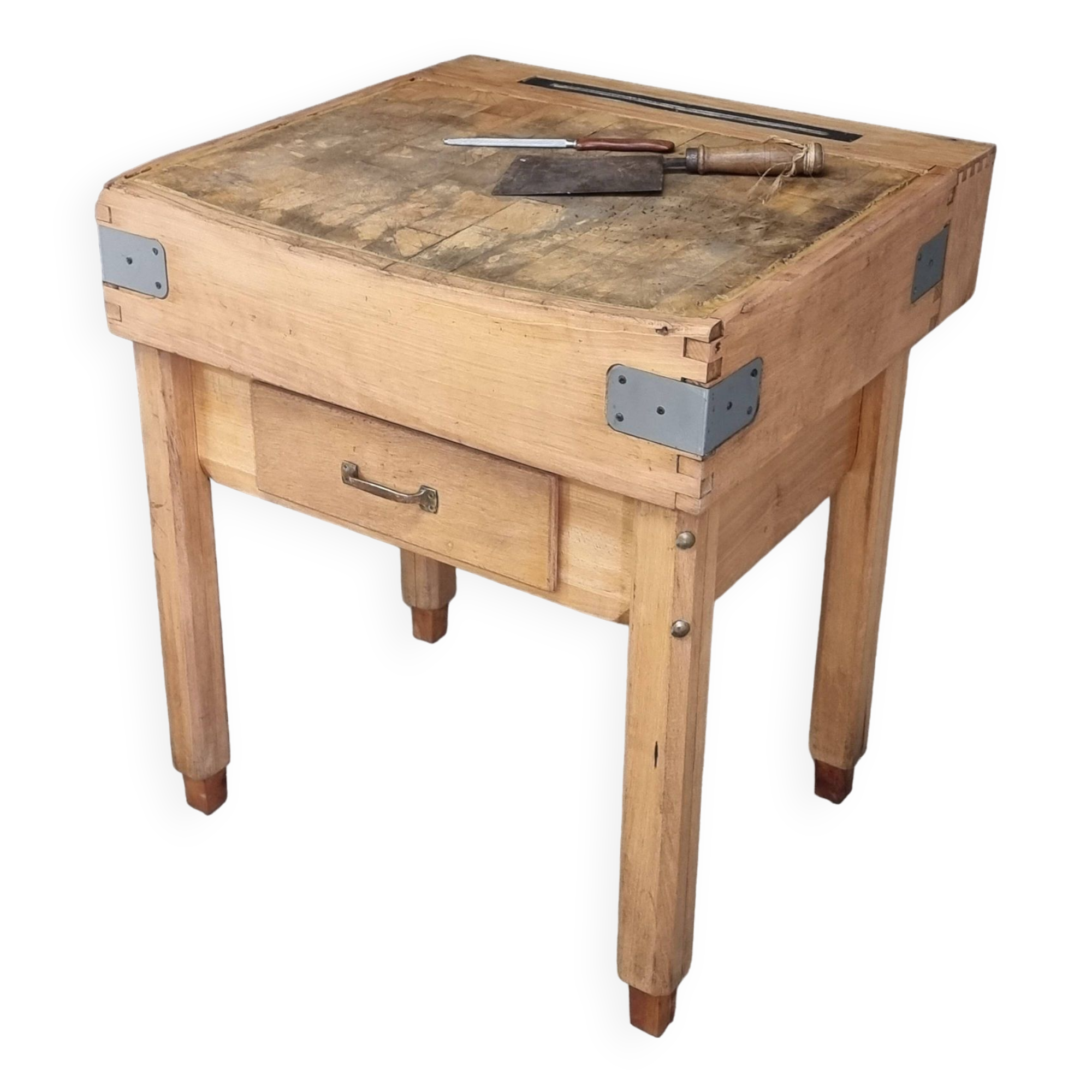 Vintage chopping block butcher table kitchen island