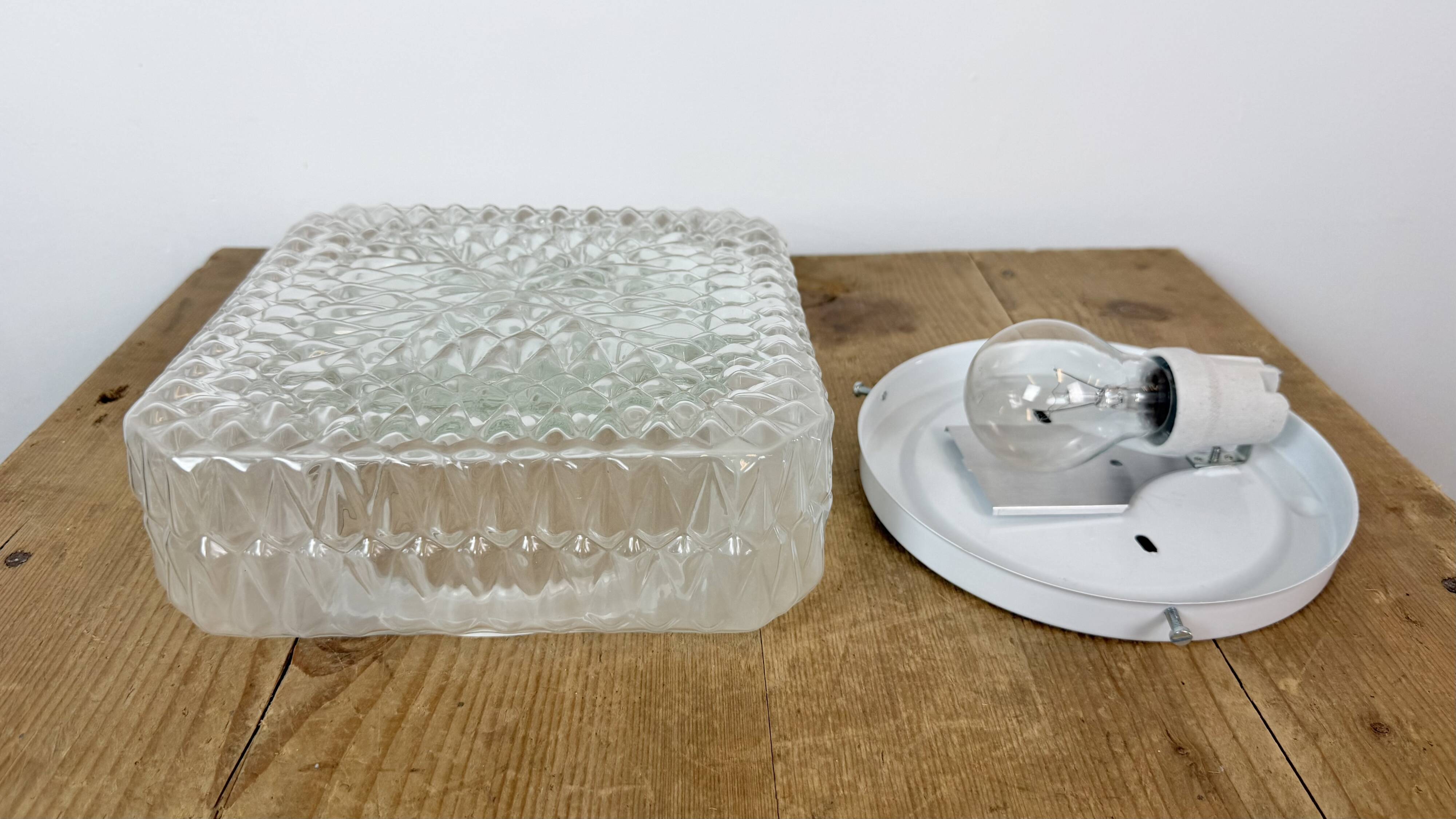 Vintage Glass Wall or Ceiling Light, 1970s