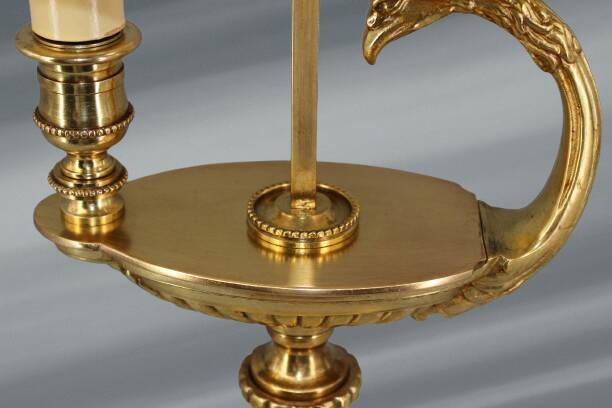 Directoire Style Gilt Solid Bronze Bouillotte Lamp "Lucien Gau"