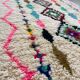 Moroccan Berber rug in ecru with multicoloured diamonds and bright pink – 240 × 139