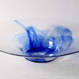 Vintage Bormioli Rocco Blue Swirl Glass Bowl, Mid-Century Italian Art Glass