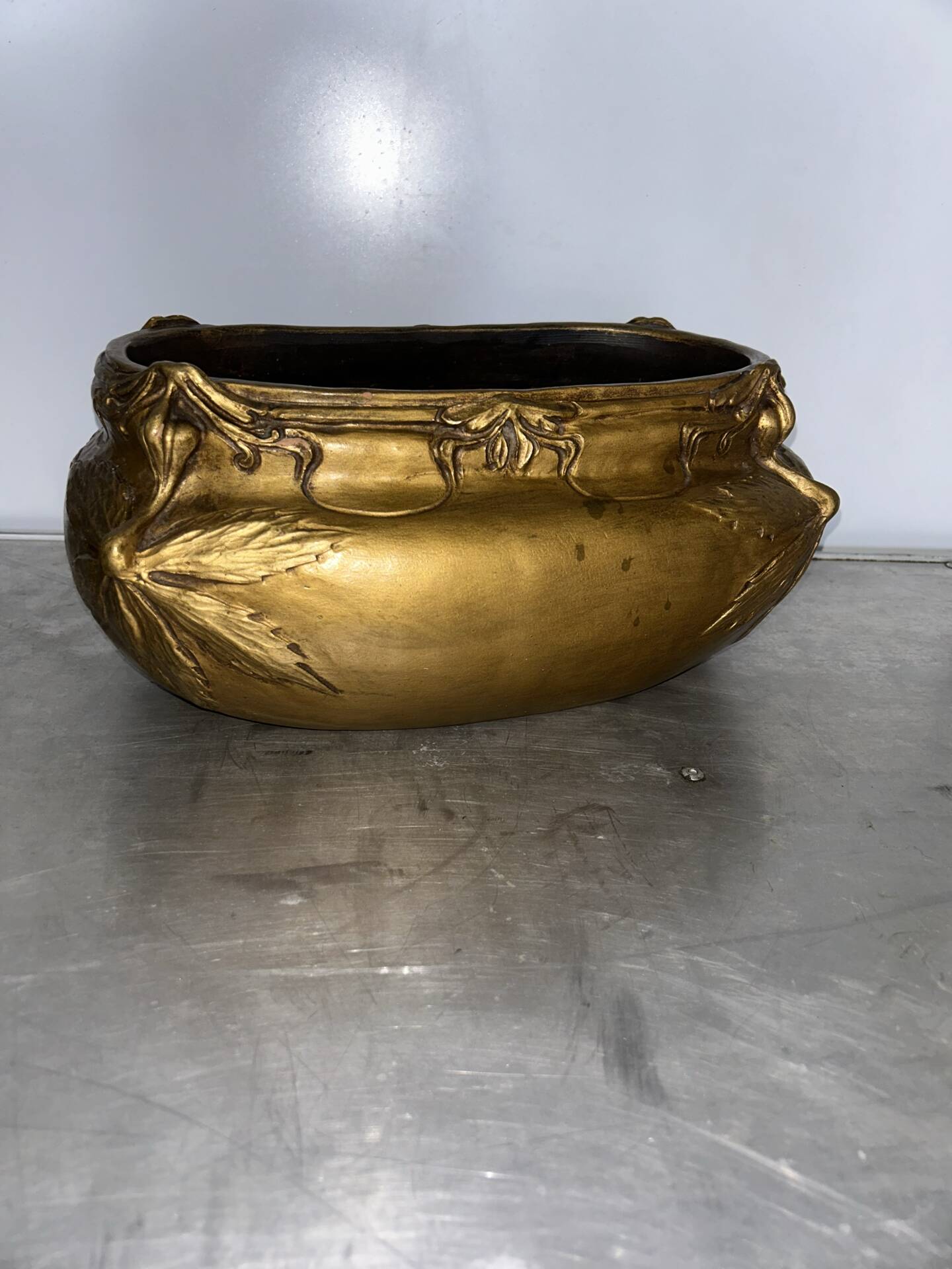 Superb terracotta planter signed H L Desrousseaux.