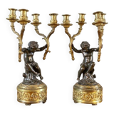 Bronze Four-Armed Candelabras, Set of 2