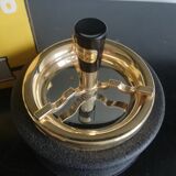 Black ashtray and gold gold gold metal with Soveno wheel