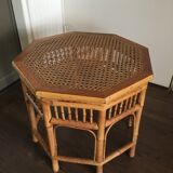 Rattan and wicker side table, 1950