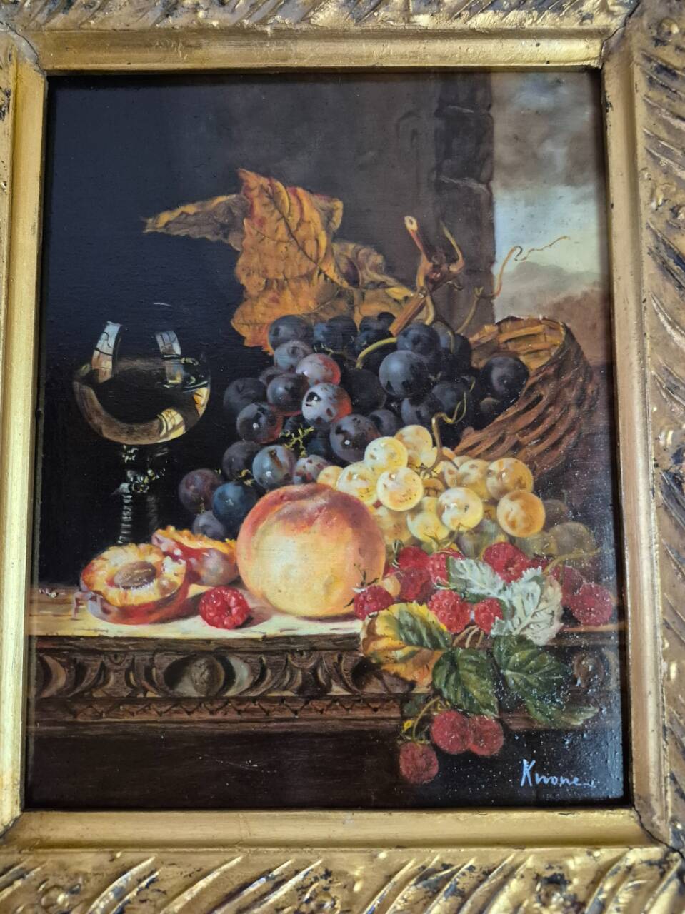 oil on panel in the 17th century (20th century) style, still life