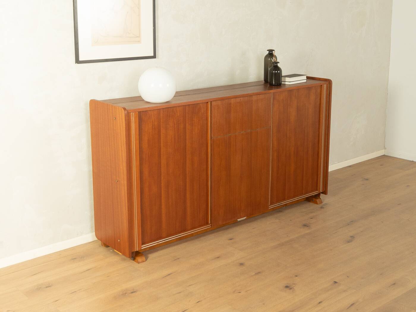 Functional folding bed from the 1960s, teak veneer