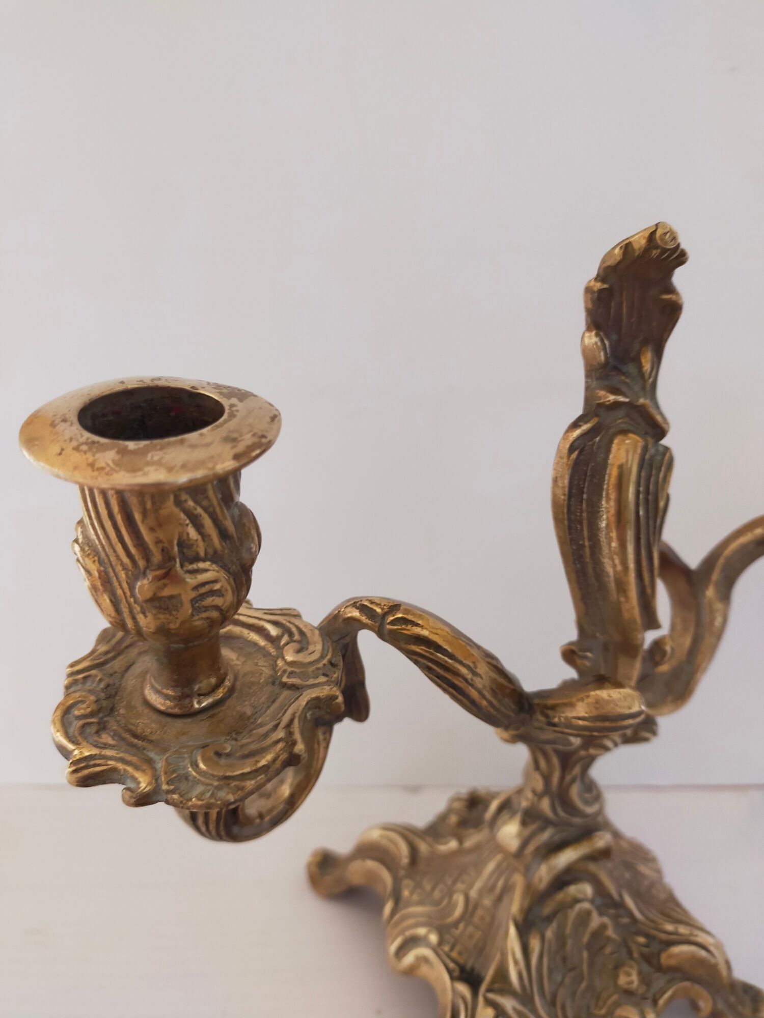 Pair of vintage brass 2-candle candelabra candlesticks