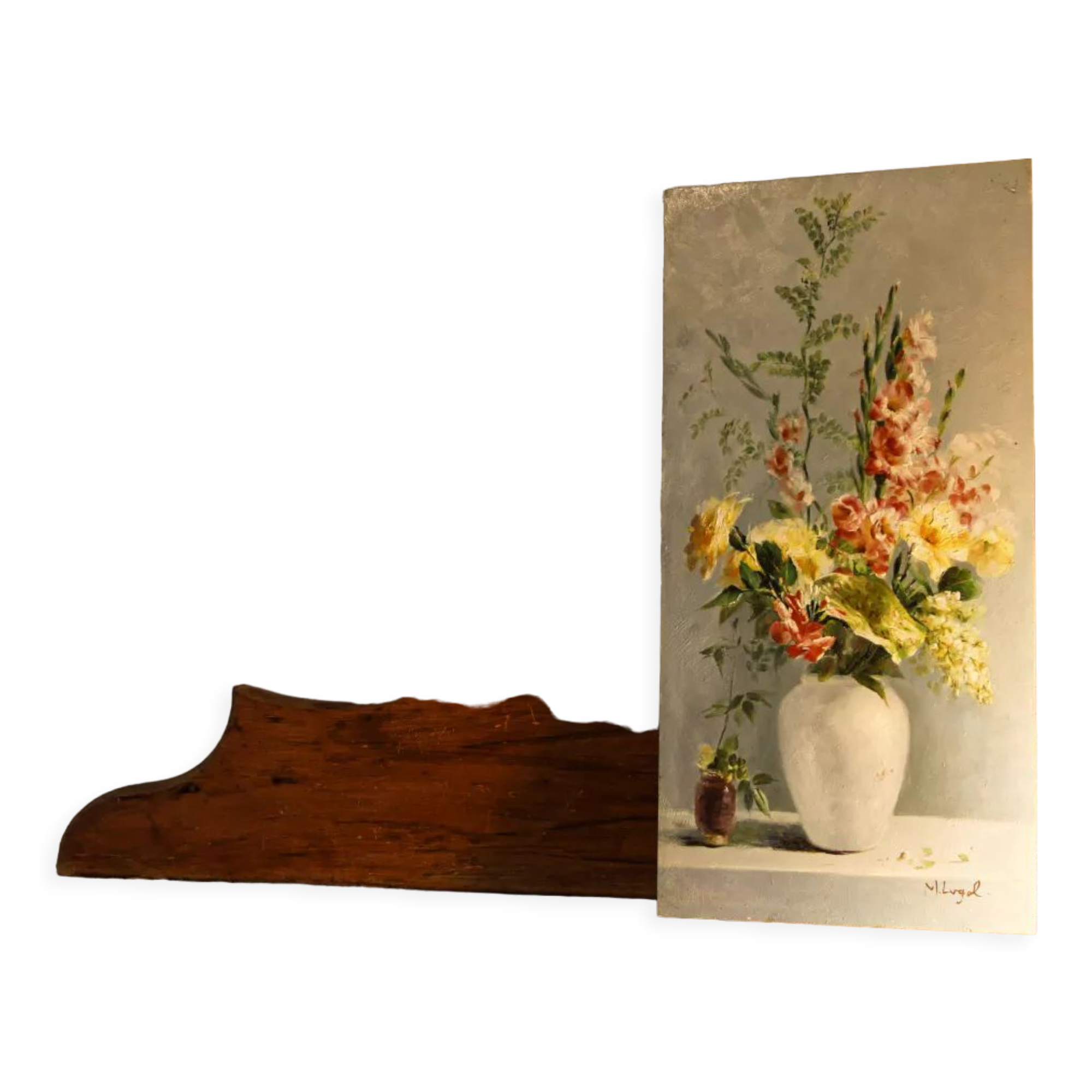 Oil on panel, bouquet of flowers