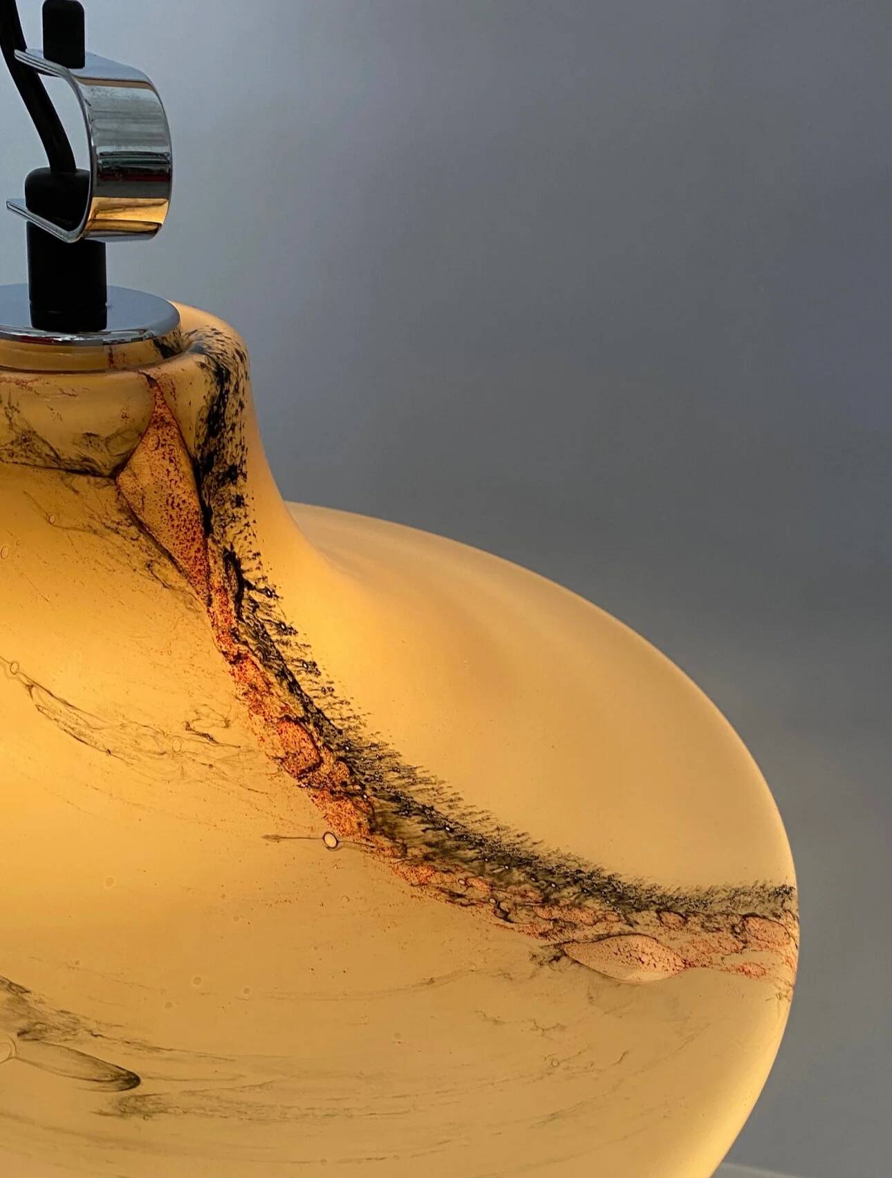 Large 'Cirrus' brown glass UFO suspension by Peill and Putzler XL 1970