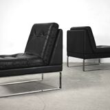 Minimalist german leather & chrome modular sofa from Klöber, 1980s