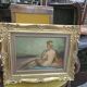 A Boyer: Oil on panel depicting a seated female nude from behind.