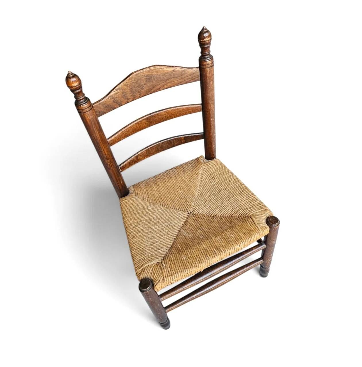 3 x Antique provincial ladderback child's chair / rush seat / 1930s