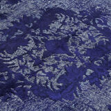 Hand-Knotted Vintage Turkish 1980s 183 cm x 279 cm Blue Rug