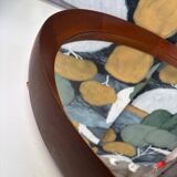 Scandinavian round teak mirror