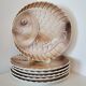 6 flat plates fish décor in slurry Sarreguemines vintage